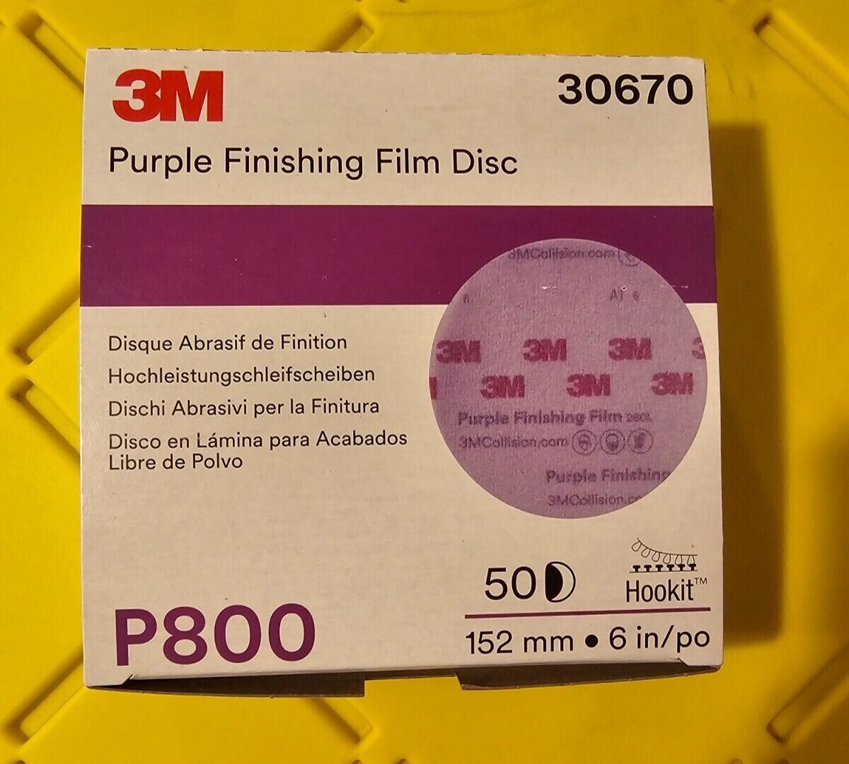 3M 30670 Purple Finishing Film Hookit Disc 6 inch P800 (50 Discs) 3M 30670 Purple Finishing Film Hookit Disc 6 inch P800 (50 Discs)