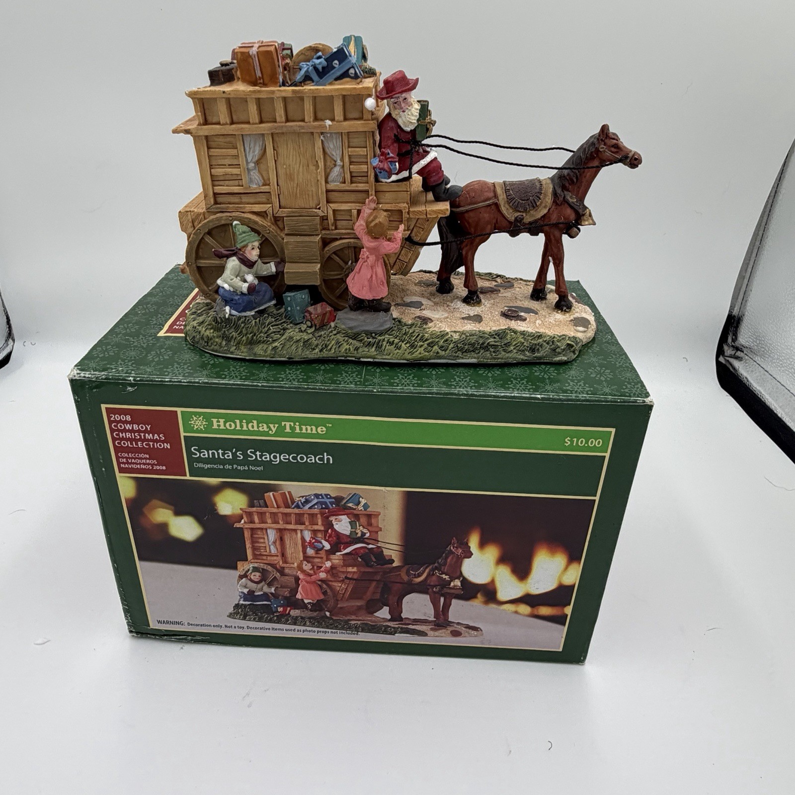 2008 Holiday Time Cowboy Christmas Collection Santa’s Stagecoach Figurine
