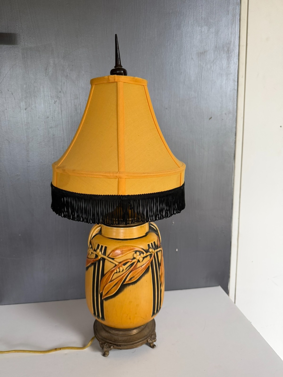 Roseville Pottery Handmade Lamp Vase Laurel Line Vintage Art Deco