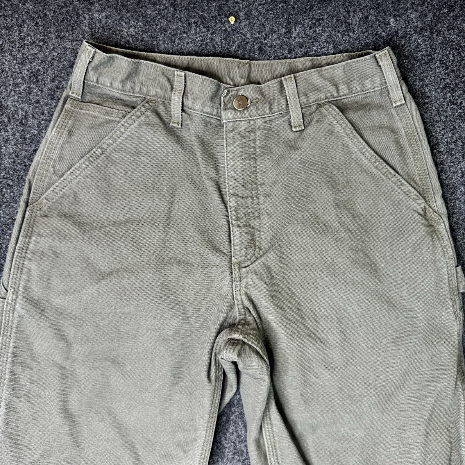 Carhartt B11 MOS Mens 31x32 Washed Duck Dungaree Carpenter Work Pants Green