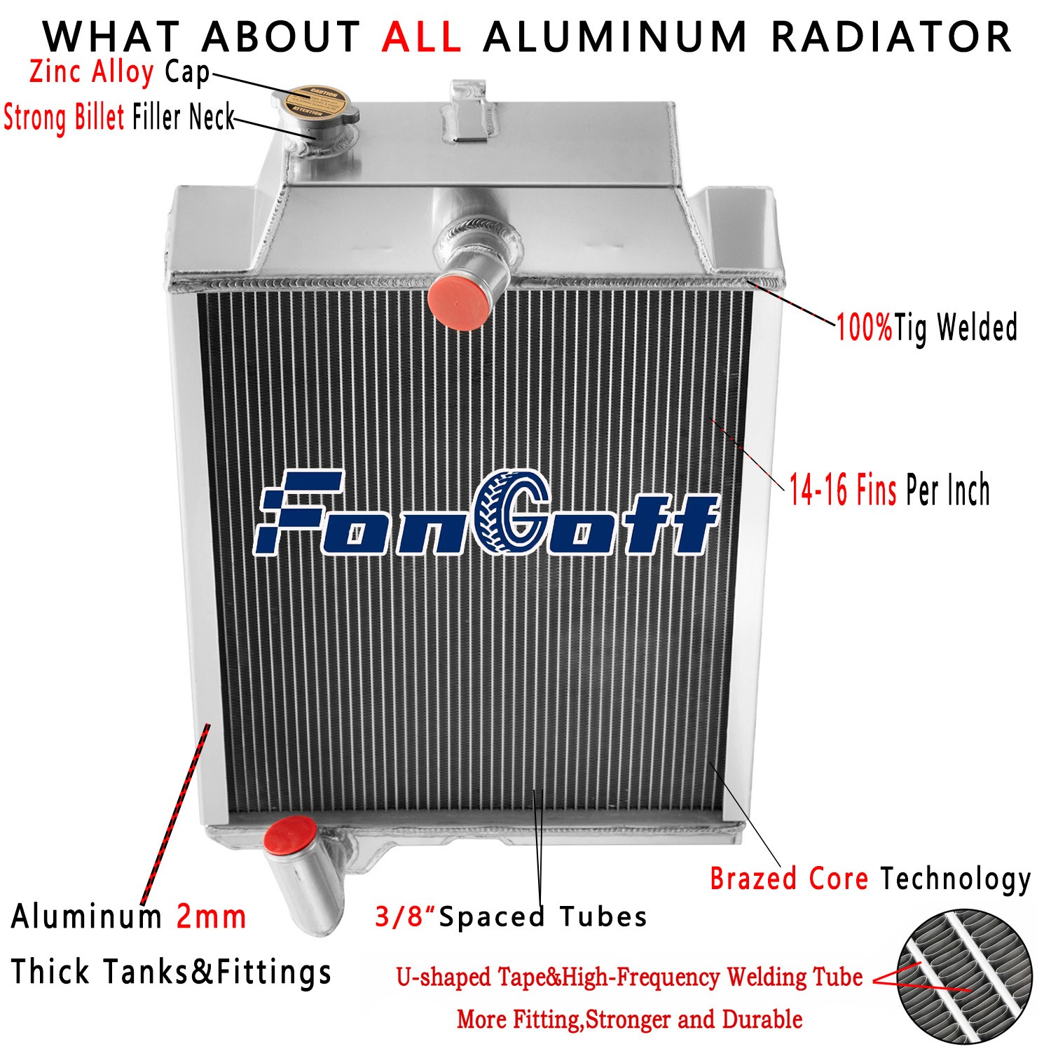 Upgrade Aluminum Radiator For John Deere Tractor 4230 Model #AR63663, AR61883
