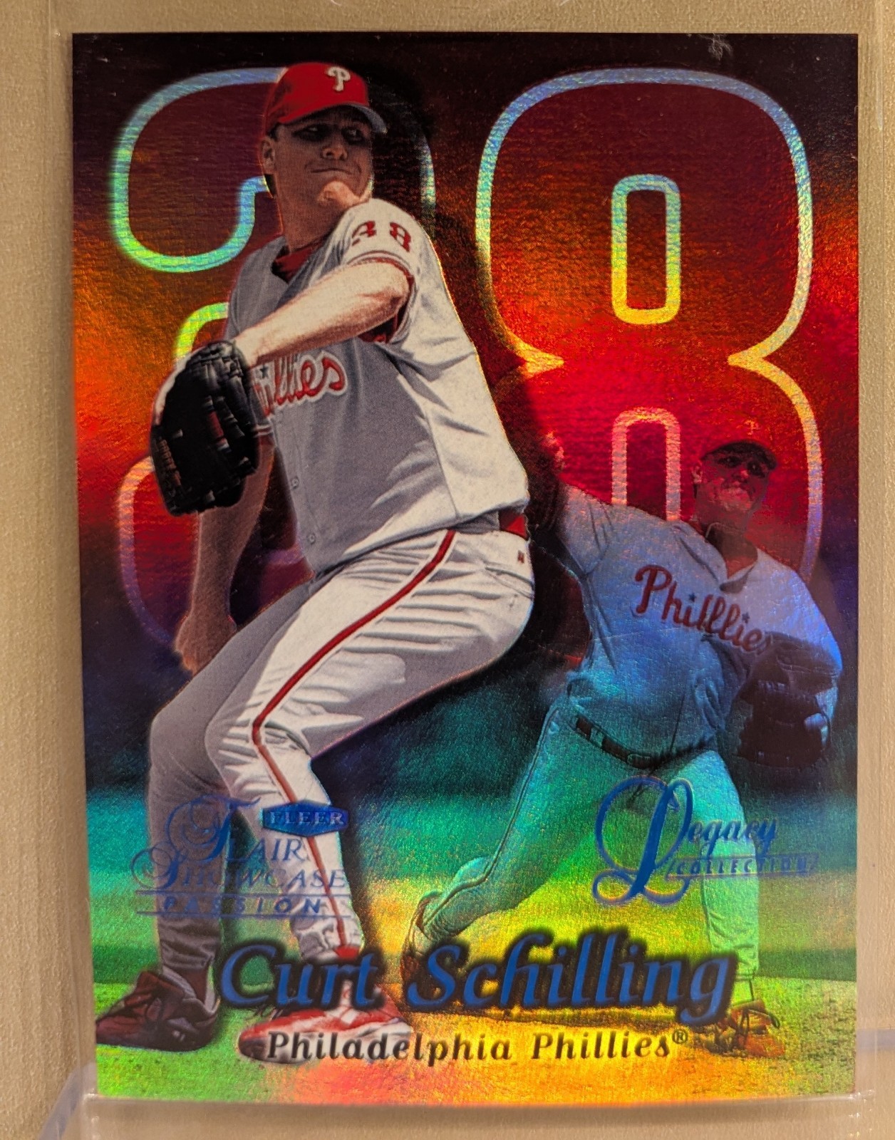 1999 Flair Showcase ROW 2 LEGACY #100 Curt Schilling RARE ICONIC PARALLEL /99 1999 Flair Showcase ROW 2 LEGACY #100 Curt Schilling RARE ICONIC PARALLEL /99