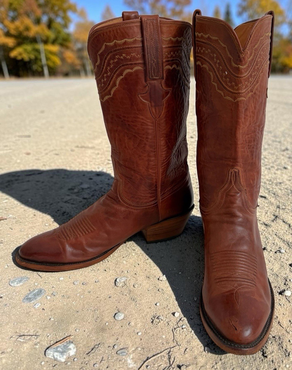 Lucchese Classic\'s Handmade DEVIN Men\'s Tan Brown Ranch Hand Boots 10.5D *Read* Lucchese Classic\'s Handmade DEVIN Men\'s Tan Brown Ranch Hand Boots 10.5D *Read*