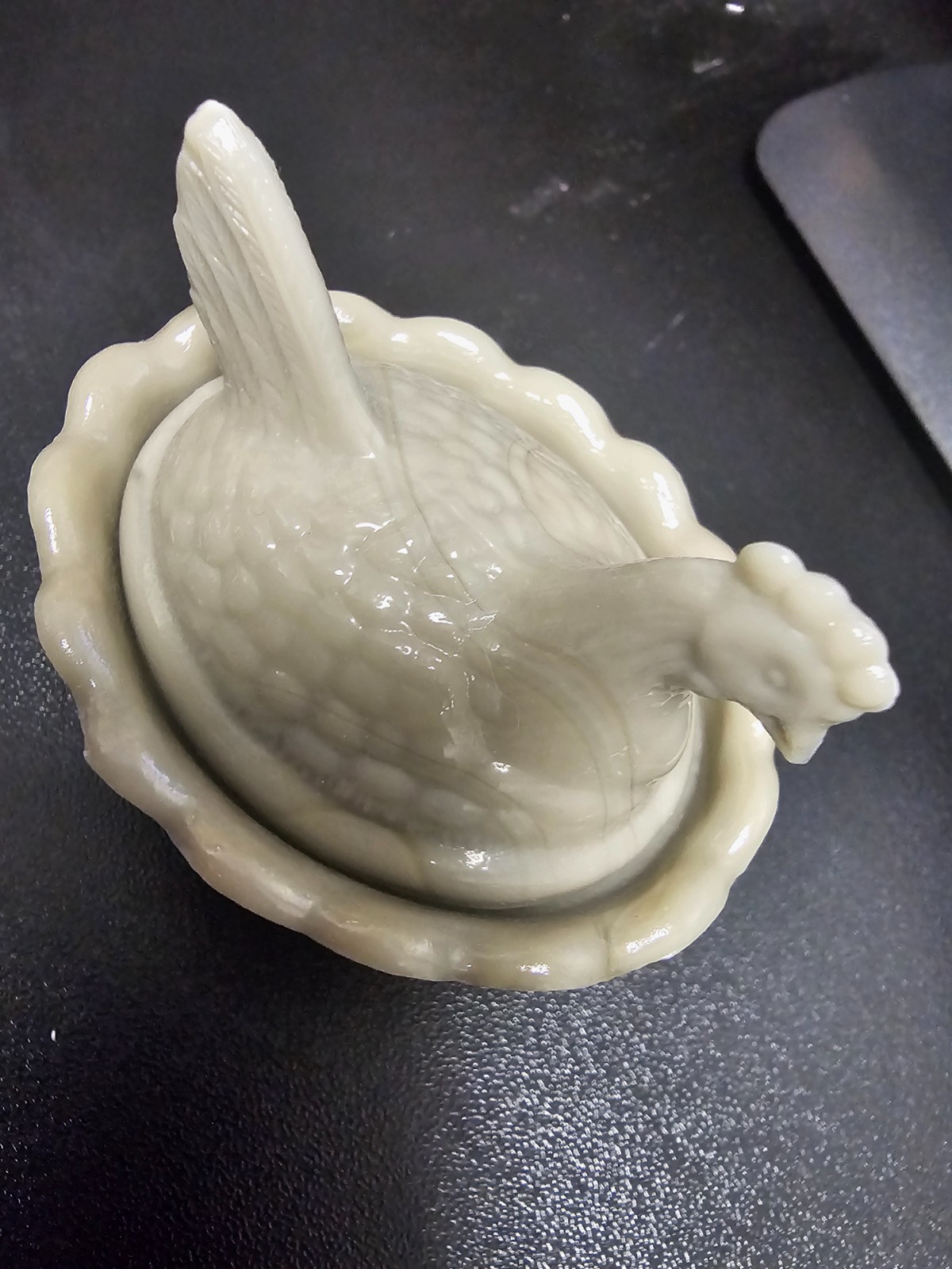 Vintage Boyd Miniature Hen On Nest Chick Chicken Art Glass Milky Taupe Swirl Vintage Boyd Miniature Hen On Nest Chick Chicken Art Glass Milky Taupe Swirl