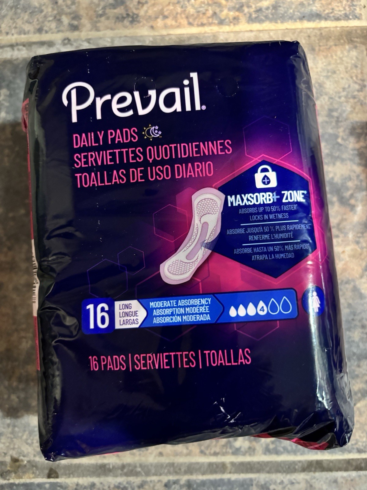 24 packs Prevail Daily Pads Incontinence Pads Long Moderate Absorbency 16 Count 24 packs Prevail Daily Pads Incontinence Pads Long Moderate Absorbency 16 Count