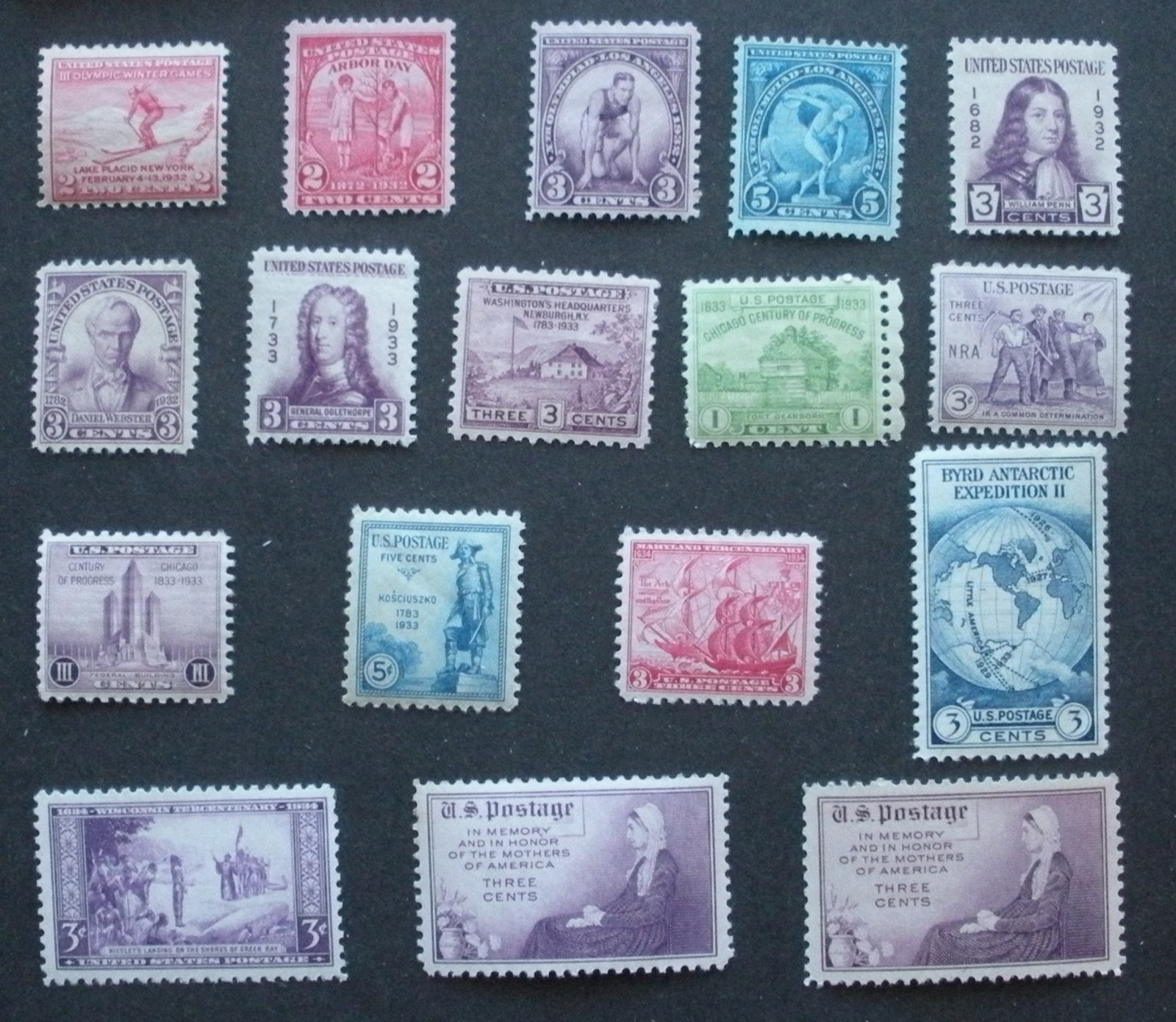 US Stamps Mint NH 1932 1933 1934 Year Sets Scott 716-719 724-729 732-734 736-739