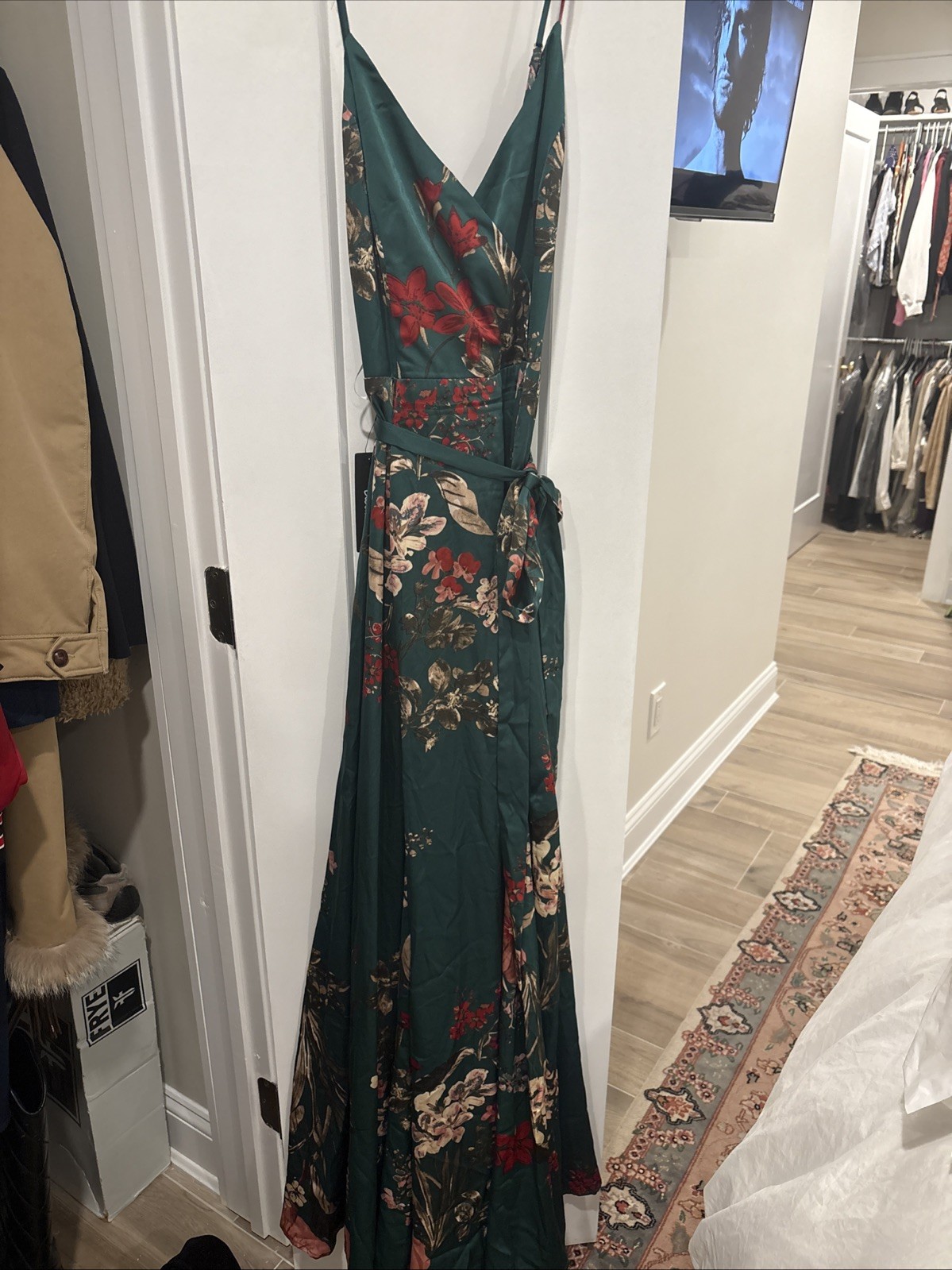 Lulus Women Still The One Emerald Green Maxi Floral Dress Size XS,M,L