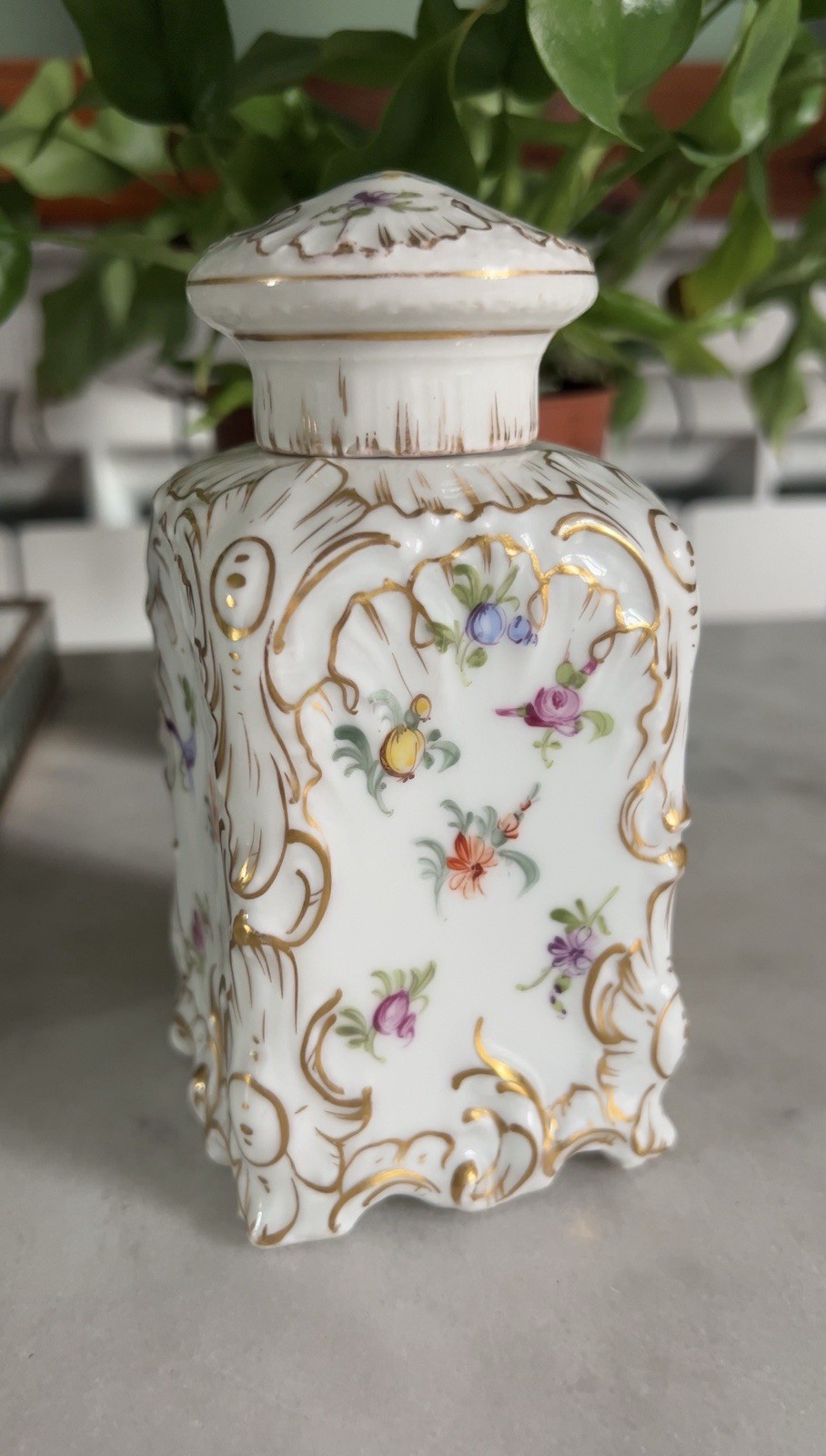 Antique Dresden Porcelain Tea Caddy |Tea Canister| Germany, 19th