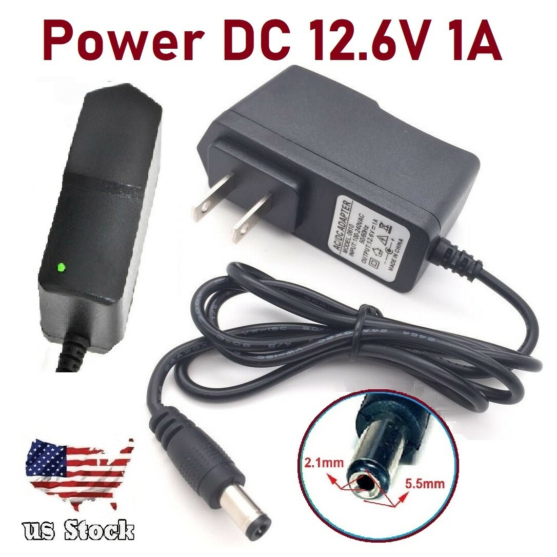 (US) DC 12.6V 1A Power Supply Adapter Replacement Charger For Lithium-ion