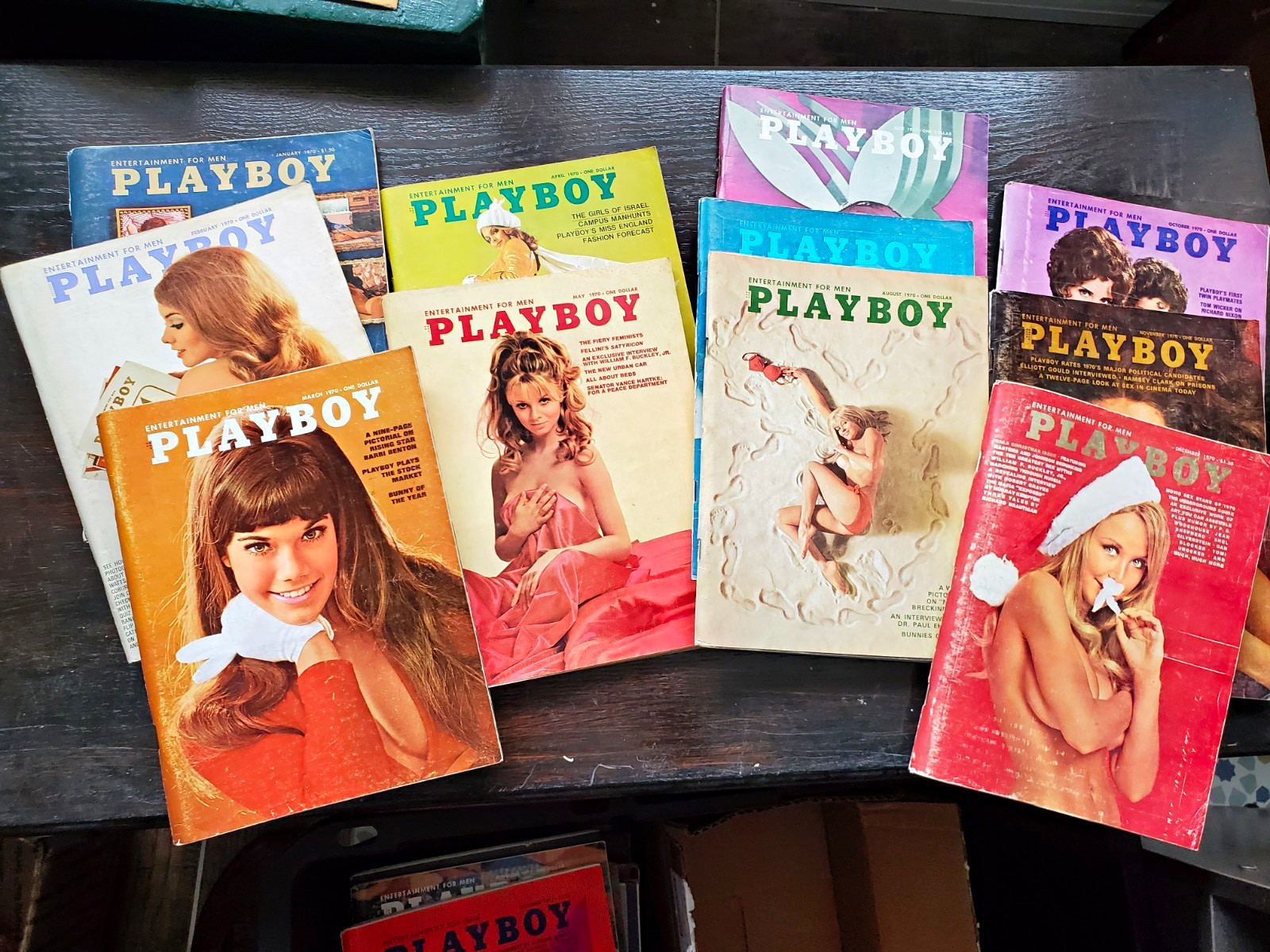 1970,71,72  Full Year Playboys Good Condition ALL CENTERFOLDS. missing Sept 70.