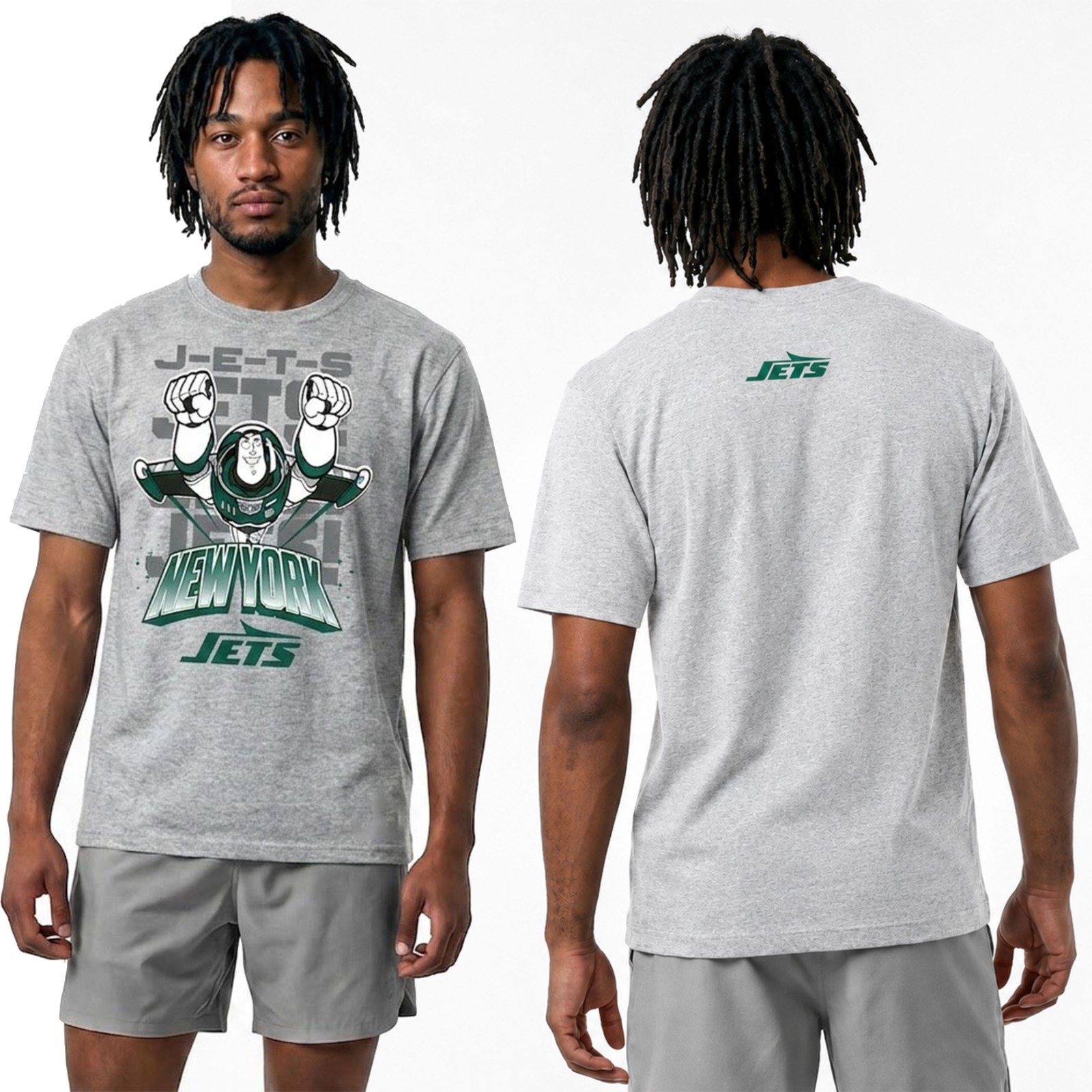 New New York Jets Disney x Champion Sport Grey Buzz Lightyear All-Star T-Shirt