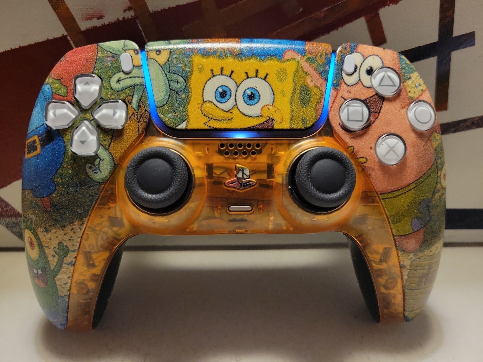 TMR Analogs Custom SpongeBob Ps5 Sony DualSense Controller Hydro Dipped 