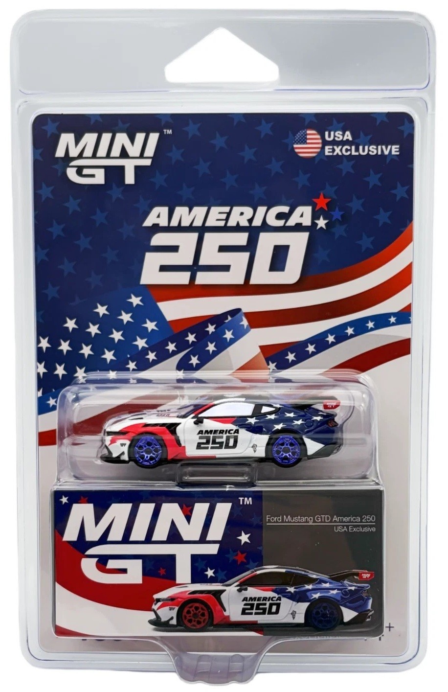 Chase Mini GT 1:64 Ford Mustang GTD America 250 USA Exclusive Diecast MGT01301