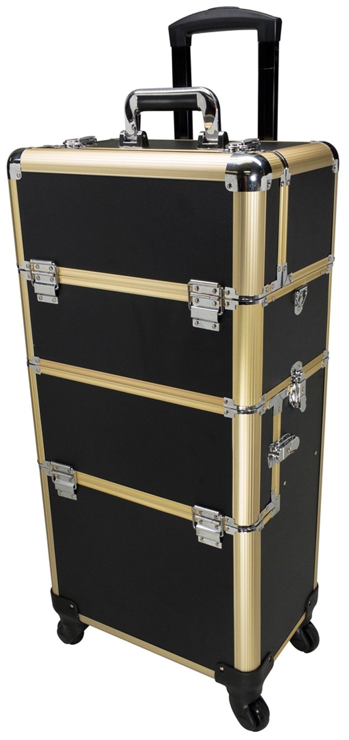 Golden Frame Series Professional Rolling Makeup Case (3-in-1 Design)