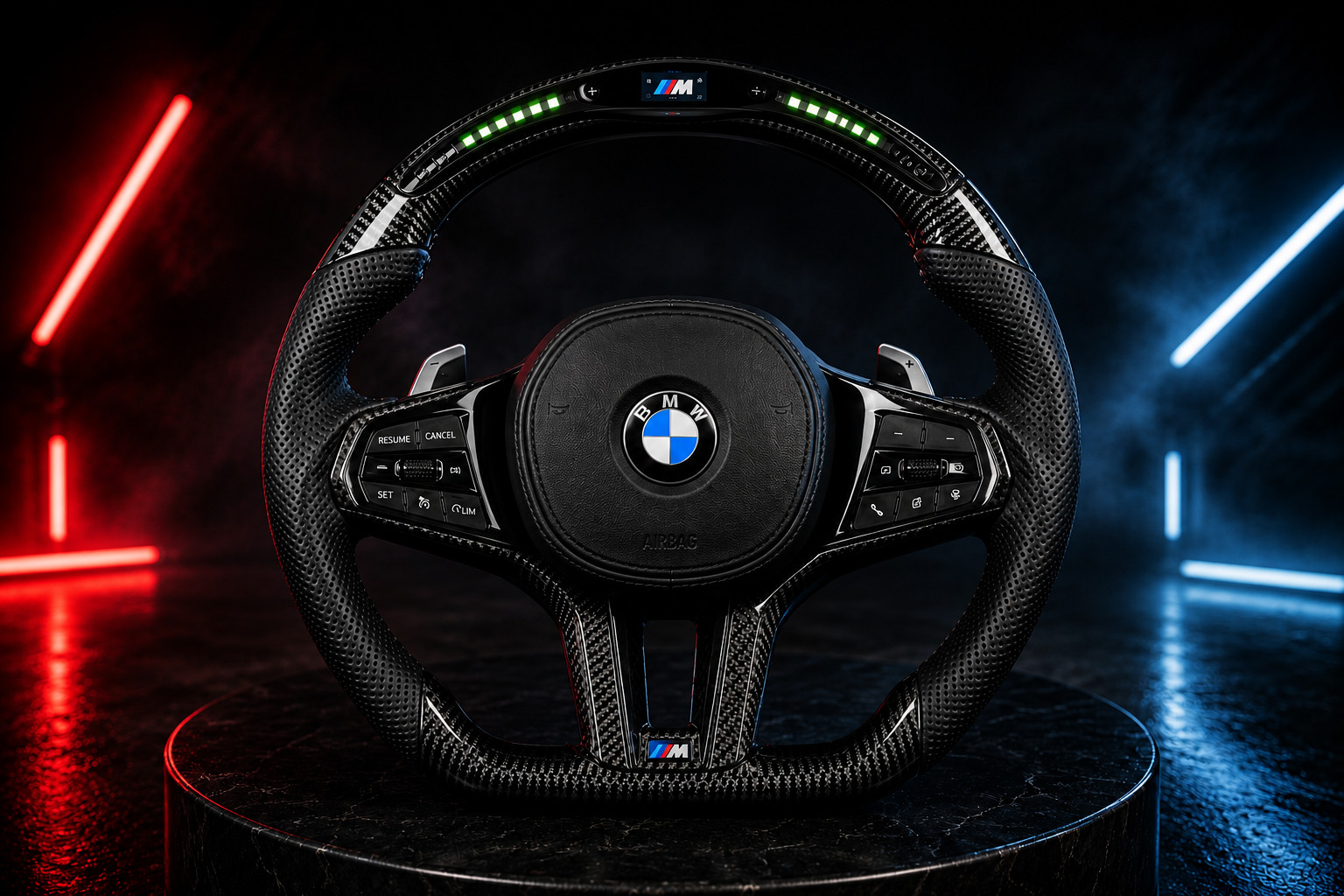 Carbon Fiber LED Shift Light Steering Wheel for BMW G20 330i M340i 2020-2024
