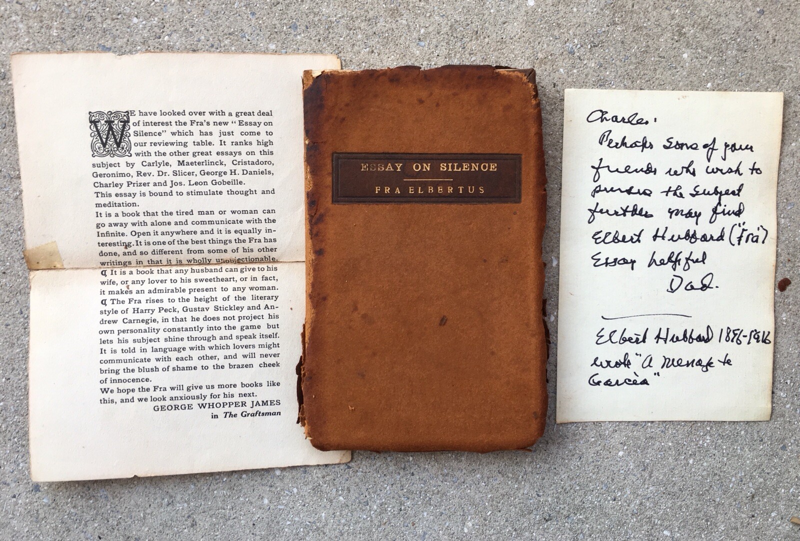 1915 Essay On Silence E Hubbard Small Leather Book RARE Fra Elbertus