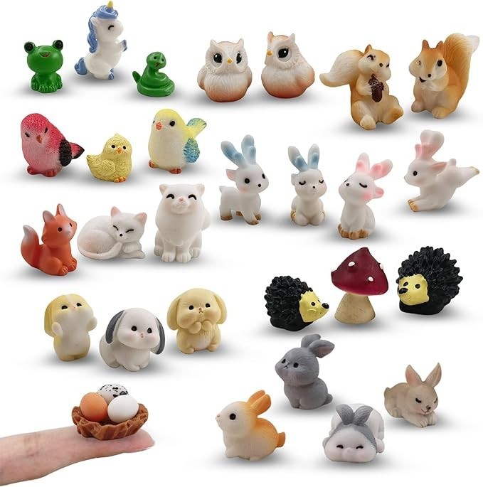 30 Pcs Tiny Resin Animals to Hide Mini Forest Animals Figurines for Miniature...