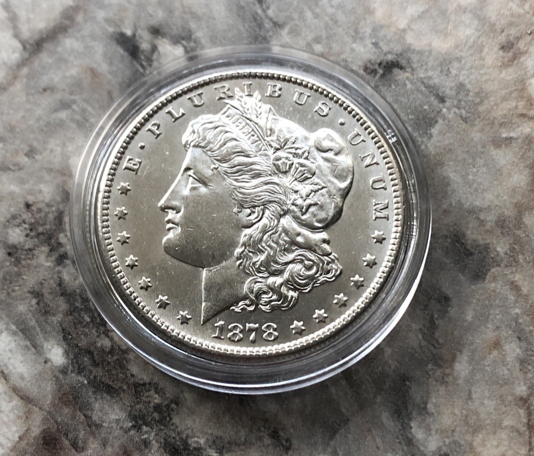 1878-S MORGAN SILVER DOLLAR IN BU MINT STATE CONDITION.