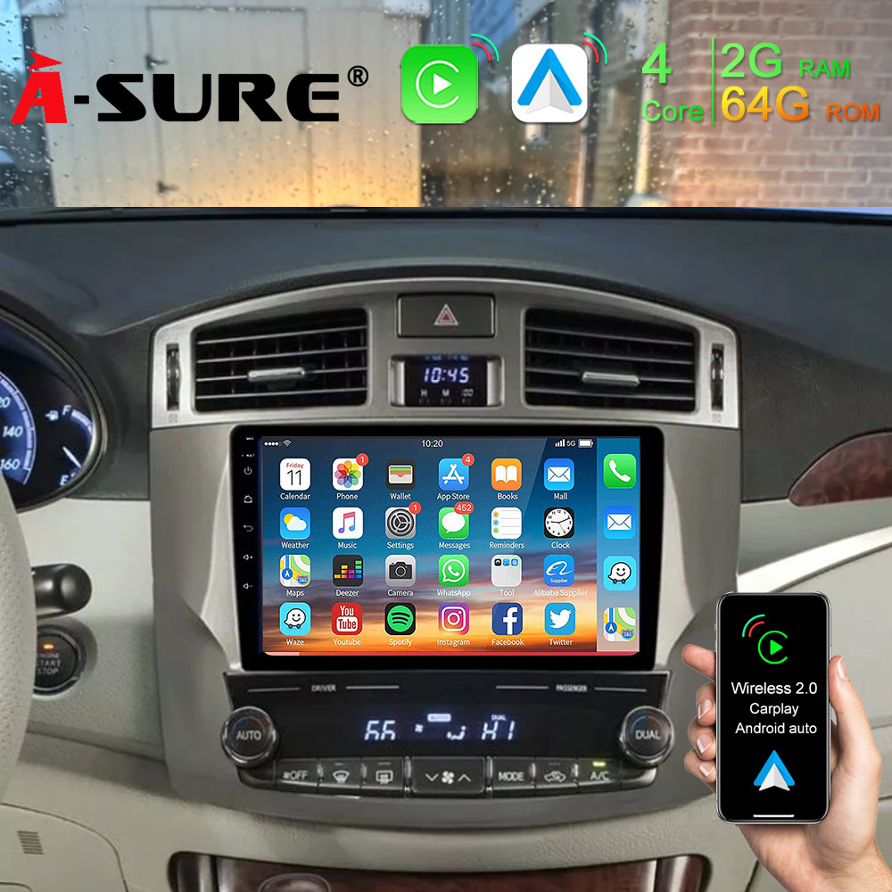 2+32GB For Toyota Avalon 2011-2012 Android 14 Apple CarPlay Car Radio Stereo GPS