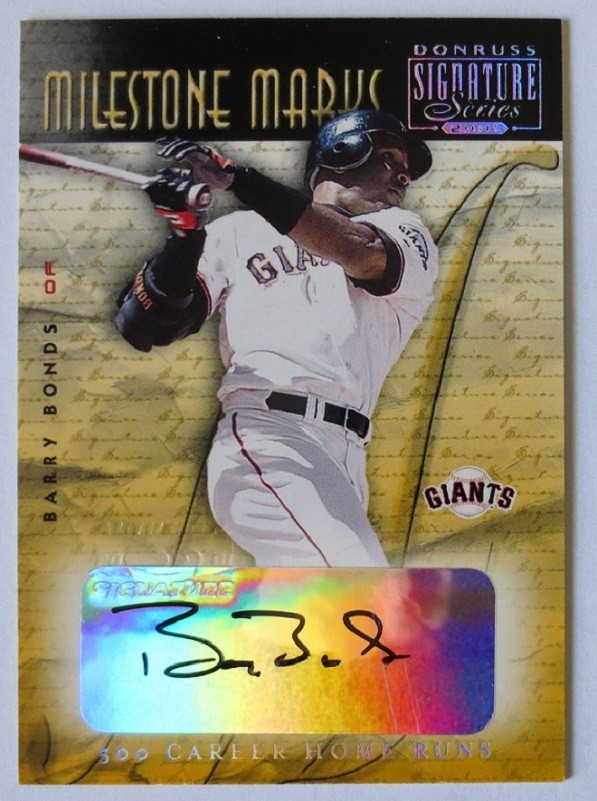 2001 DONRUSS SIGNATURE MILESTONE MARKS BARRY BONDS AUTOGRAPH /55 GOAT ULTRA RARE 2001 DONRUSS SIGNATURE MILESTONE MARKS BARRY BONDS AUTOGRAPH /55 GOAT ULTRA RARE