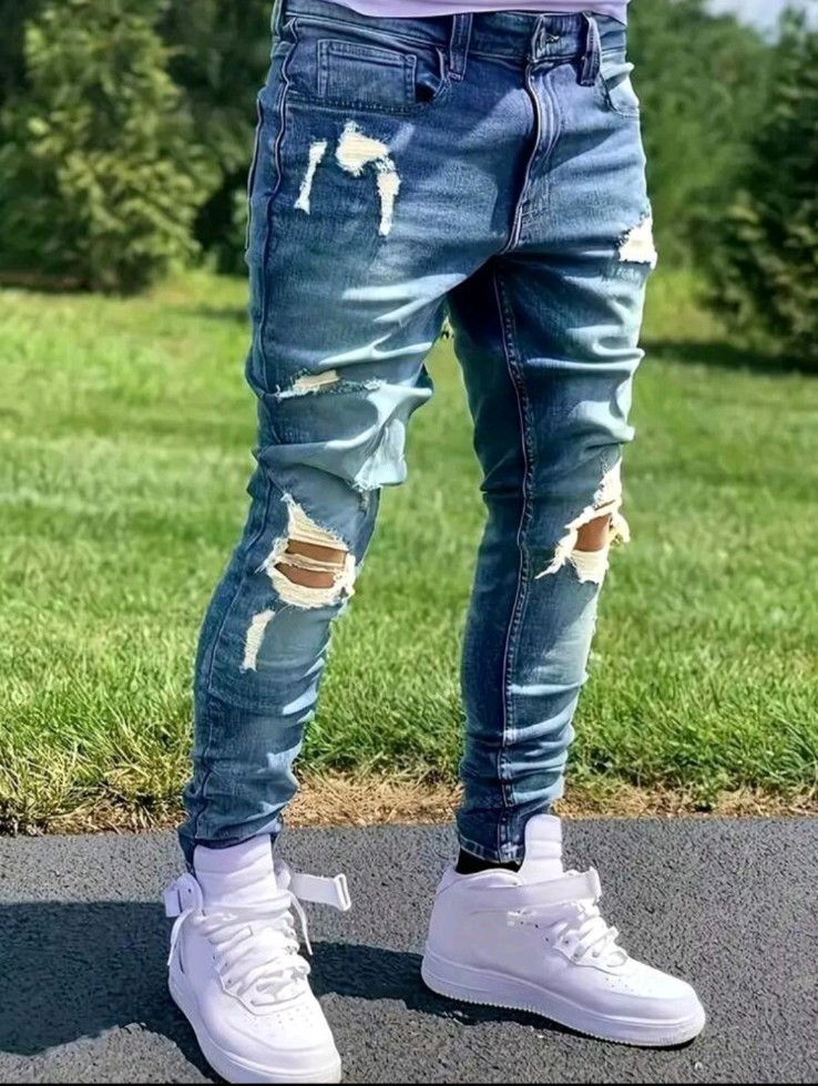 Men\'s Pocket Distressed Skinny Casual Jeans UNUSED NOT DAMAGED