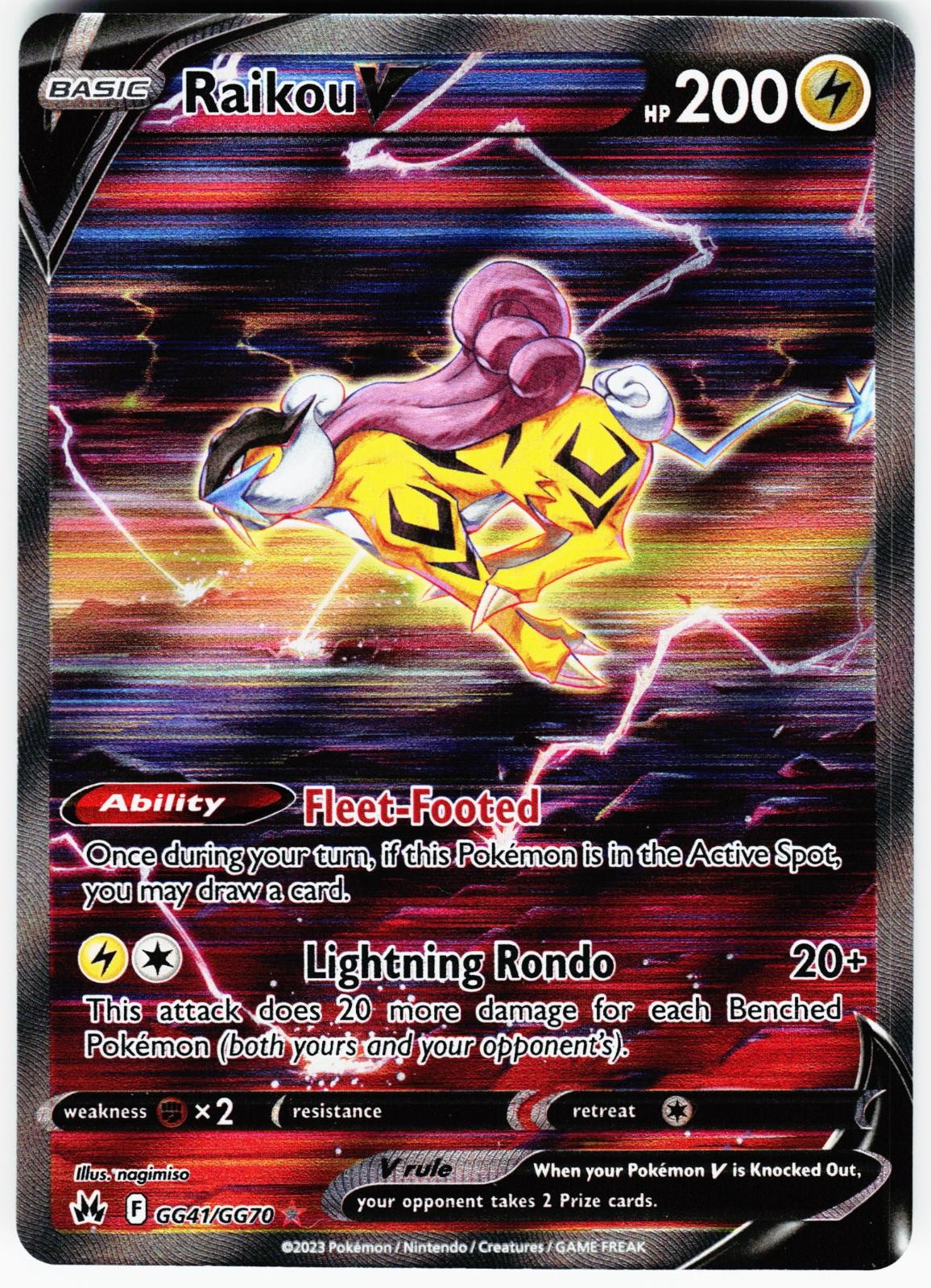 Raikou V GG41/GG70 Holo Ultra Rare Crown Zenith Galarian Gallery Pokemon NM Raikou V GG41/GG70 Holo Ultra Rare Crown Zenith Galarian Gallery Pokemon NM