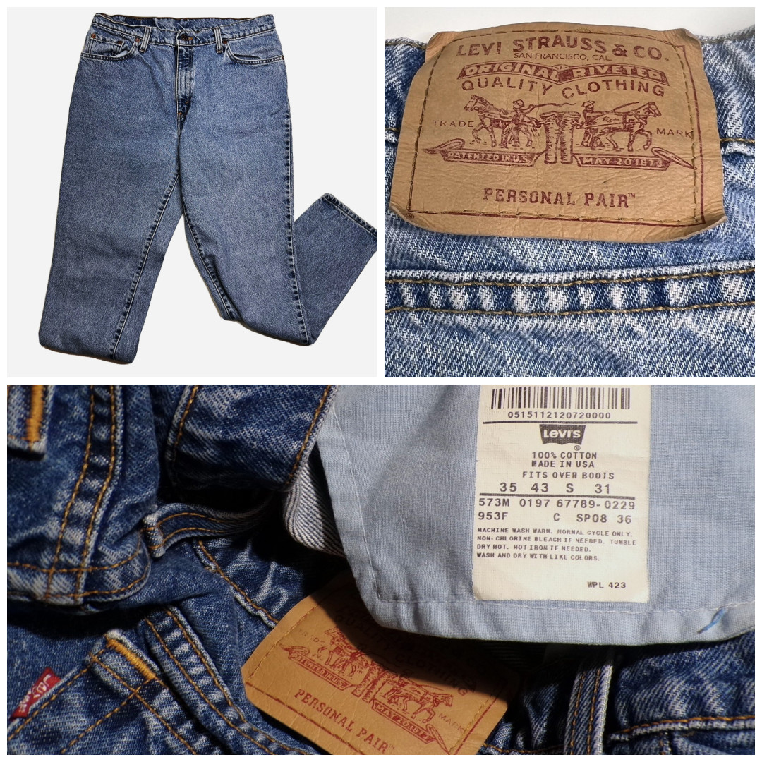 Vtg Levis Jeans Personal Pair tag 35x31 fits 33X31 Fits over Boots 90\'s Made USA