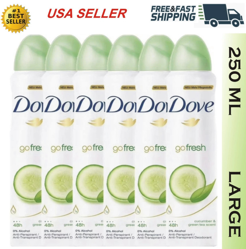 Dove Cucumber & Green Tea Anti Perspirant Spray 250 Ml 6 PACK (NEW EXTRA LONG) Dove Cucumber & Green Tea Anti Perspirant Spray 250 Ml 6 PACK (NEW EXTRA LONG)