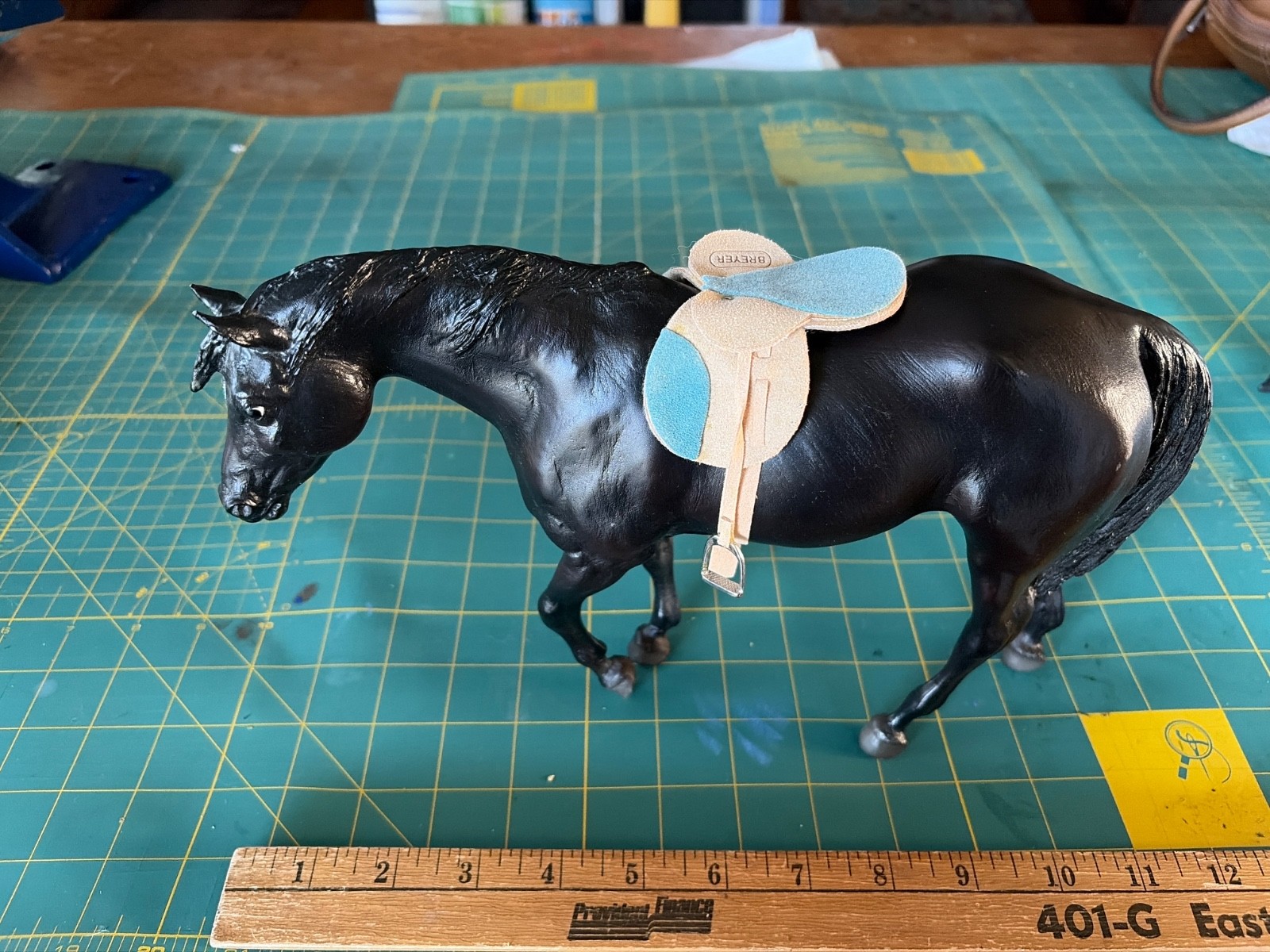 Breyer Horse and Saddle black w/blaze