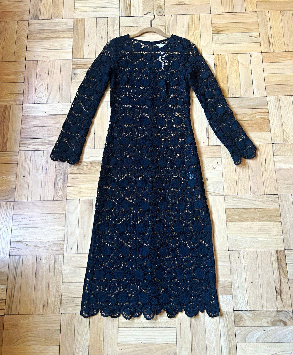 NWT. H&M black crochet lace sheer long sleeve midi dress. Size S. NWT. H&M black crochet lace sheer long sleeve midi dress. Size S.
