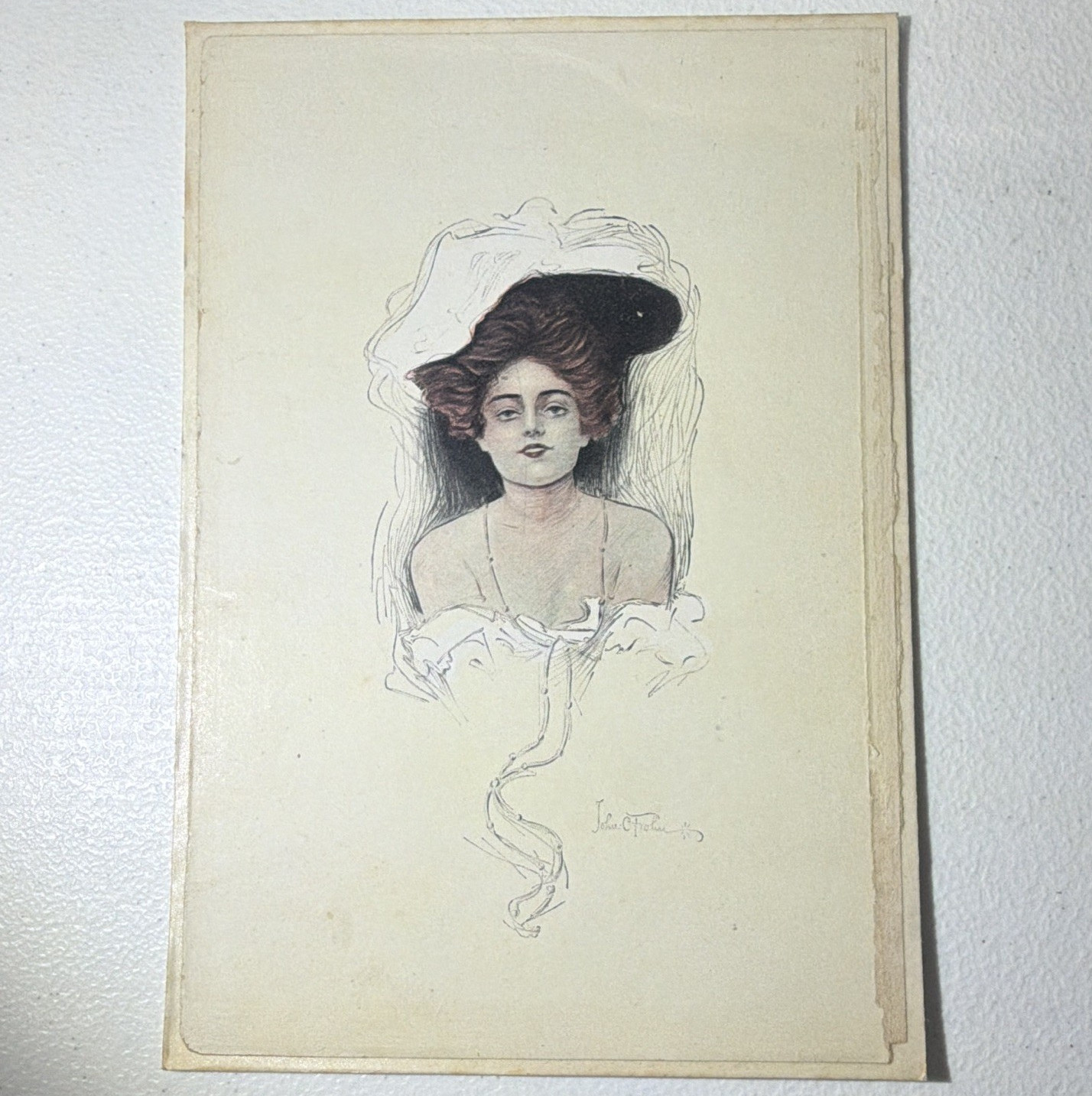 Antique John C. Frohn Signed Woman Portrait c.1900 Vintage Antique John C. Frohn Signed Woman Portrait c.1900 Vintage