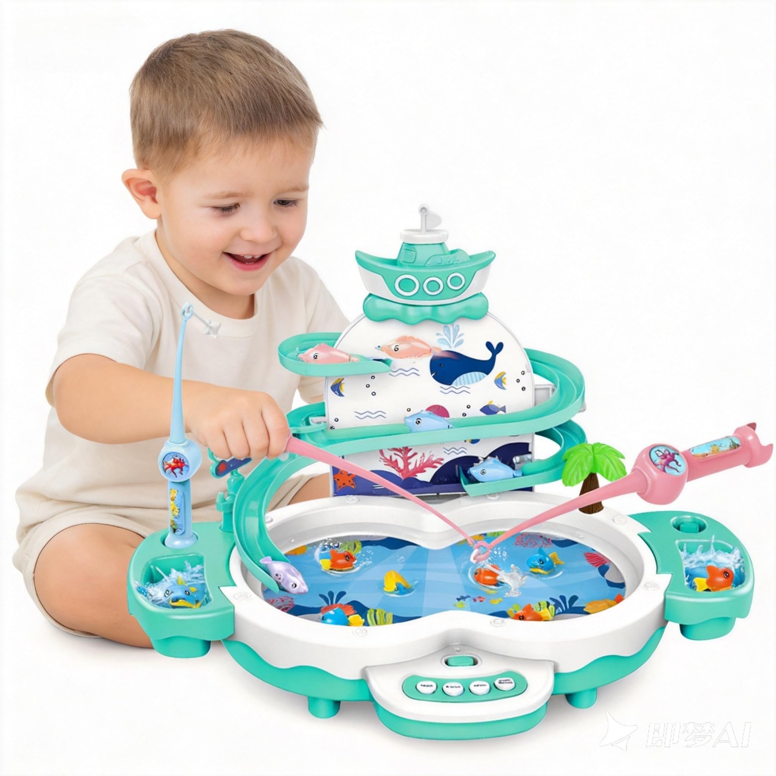 Magnetic Fishing Game 3-in-1 Fishing Toys Set with Music, Sounds & Stories