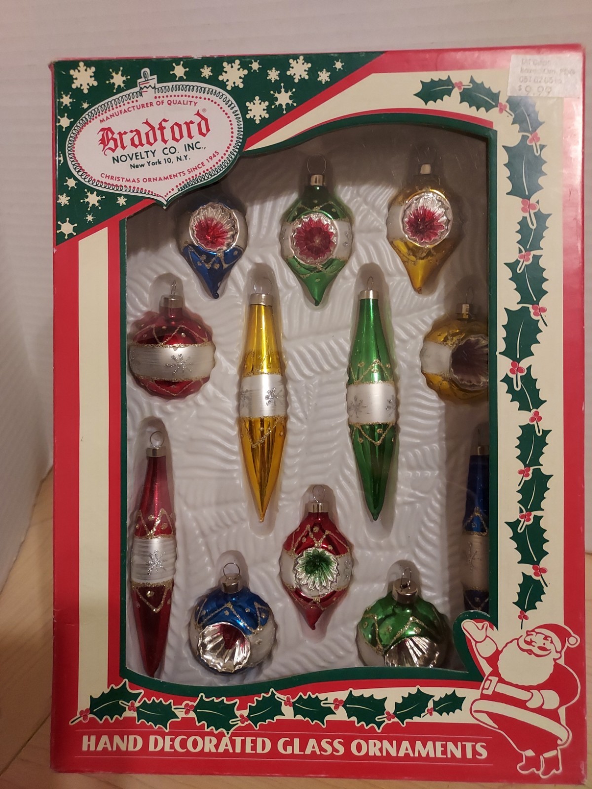 Vintage Bradford Novelty 12 Teardrop & Indent Reflector Ornaments 2003