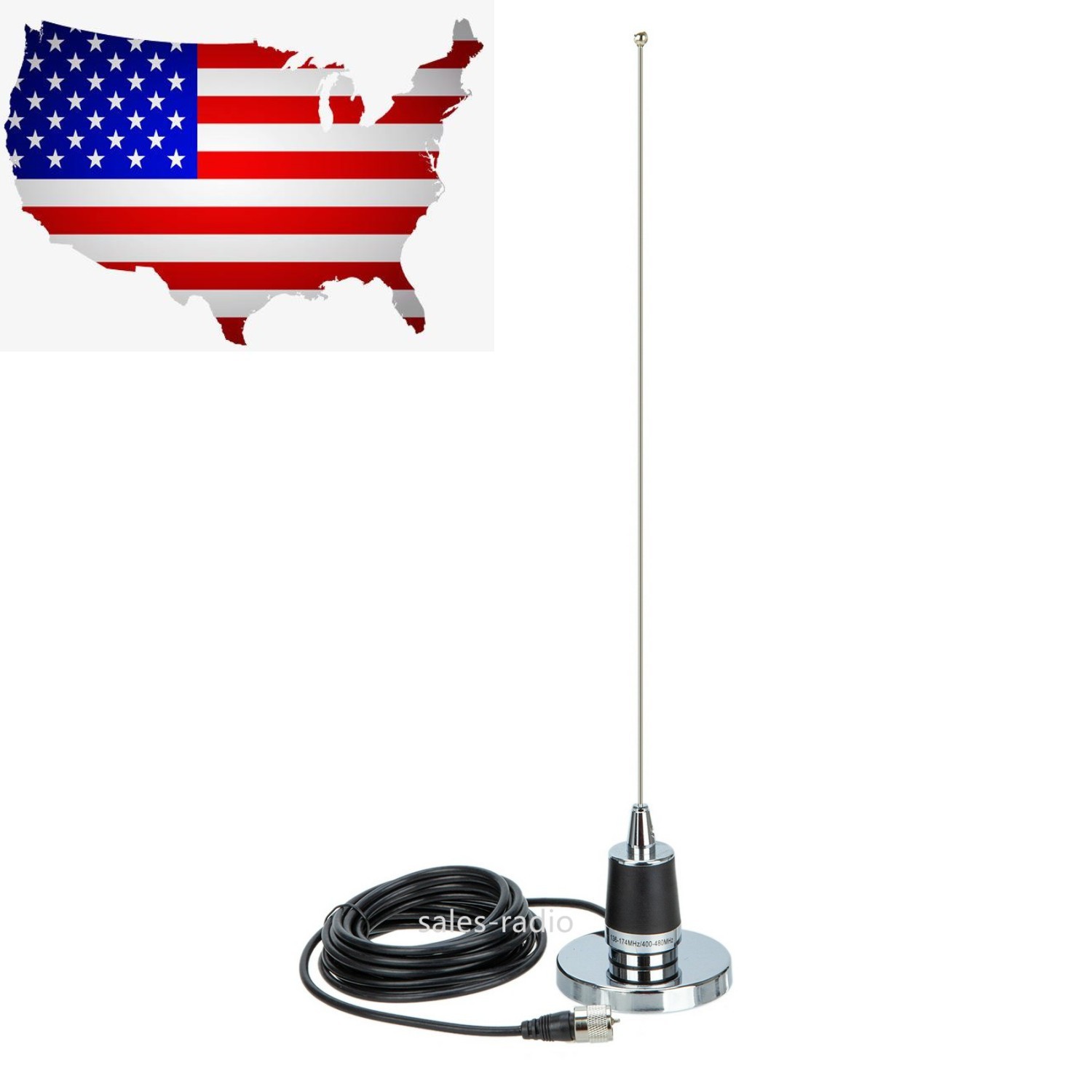 2m/70cm VHF/UHF Ham Radio NMO Antenna Car Roof Magnetic Mount 16.4ft Cable Yaesu