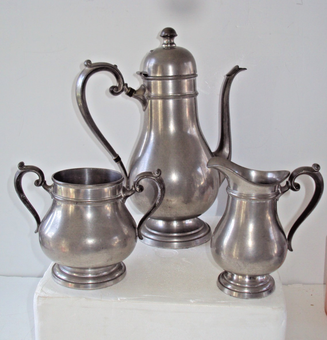 Antique C. 1928  Baluster Style Pewter Set by Poole Pewter, Taunton, MA
