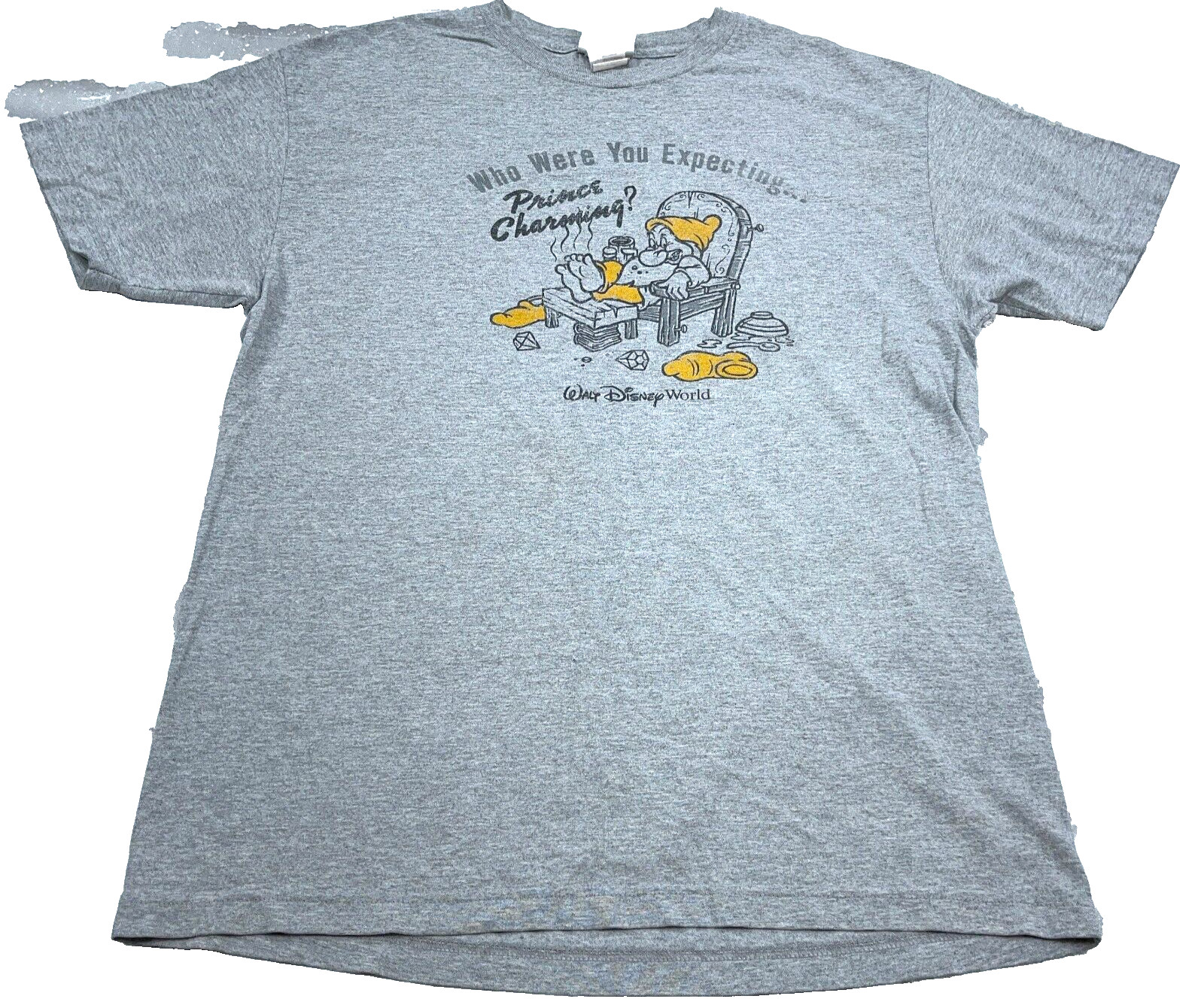 Vintage Disney Shirt Men Large Gray Tee Grumpy Walt World Spell Out Y2K 2000s *