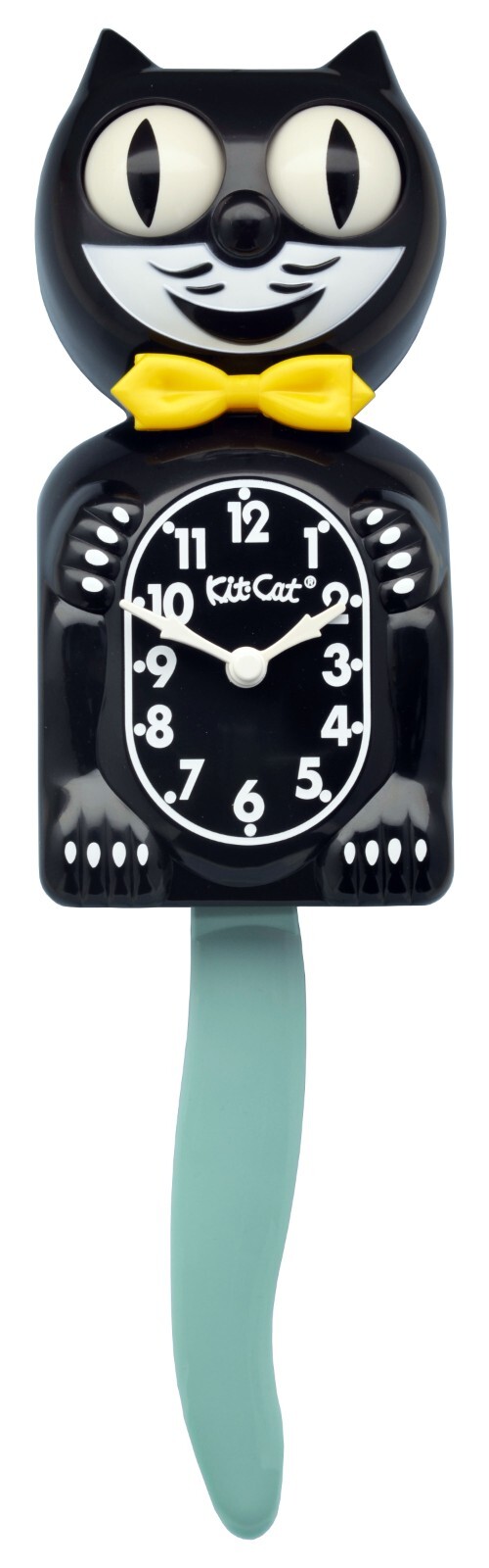 Kit-Cat Klock Black Gold  Bow Tie and Ocean Wave Tail Clock