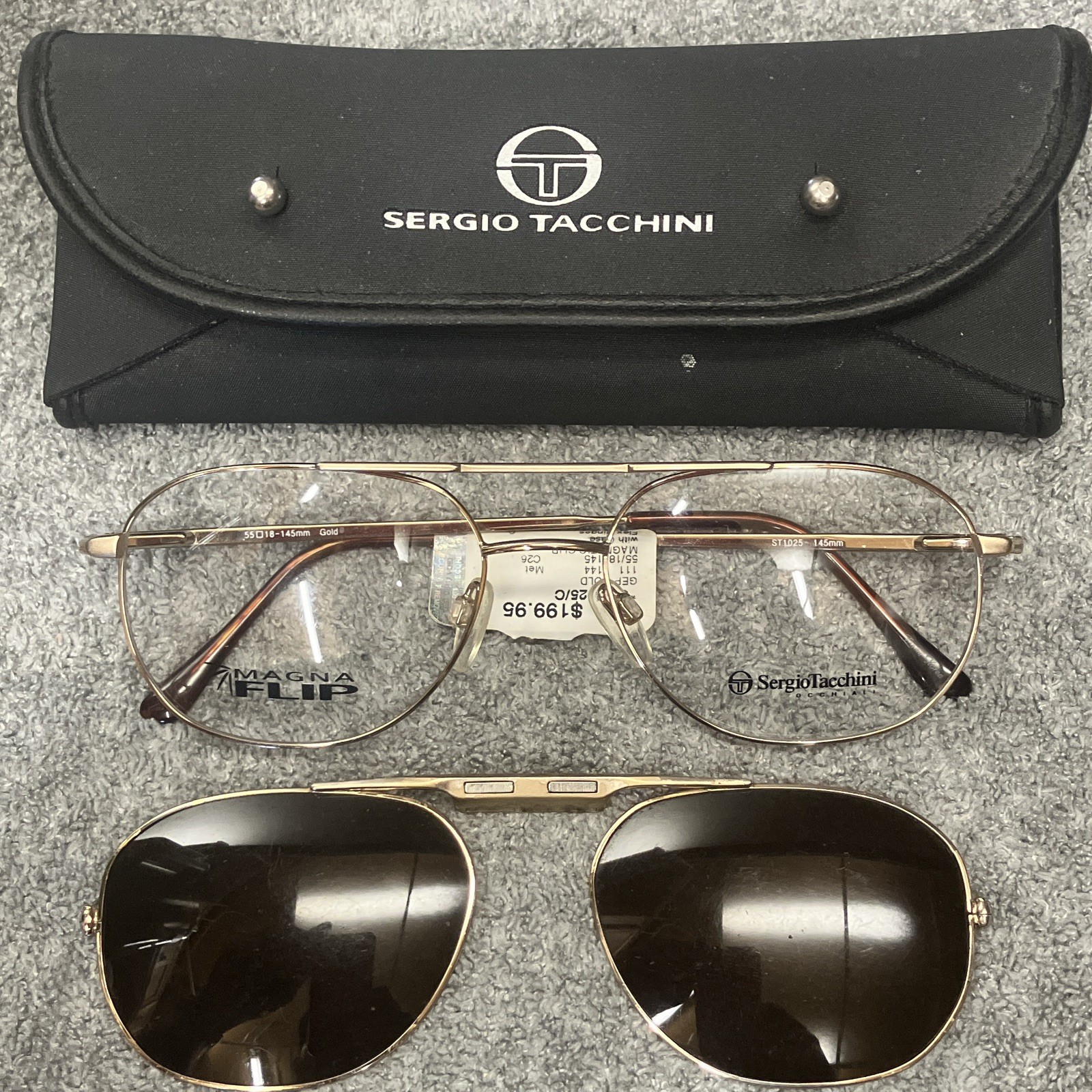 Sergio Tacchini ST 1025/C Aviator Magnetic Clip Sunglasses Gold Brown 55/18 145 Sergio Tacchini ST 1025/C Aviator Magnetic Clip Sunglasses Gold Brown 55/18 145