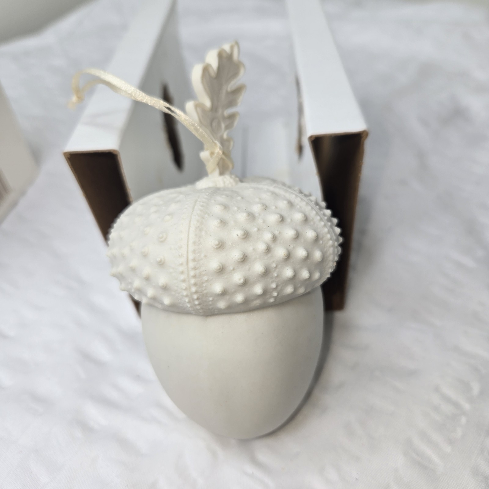 Margaret Furlong 1996 Acorn Ornament Bisque Porcelain Oak Leaf Christmas Retired