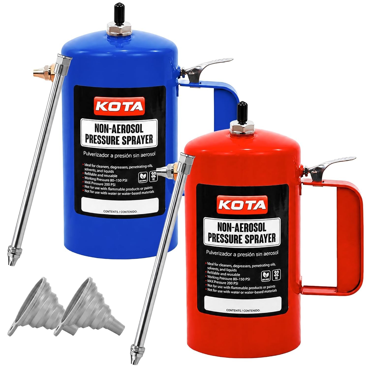 LAUCO Non Aerosol Pressure Sprayer with Funnel and Extension, Refillable (2Pack) LAUCO Non Aerosol Pressure Sprayer with Funnel and Extension, Refillable (2Pack)