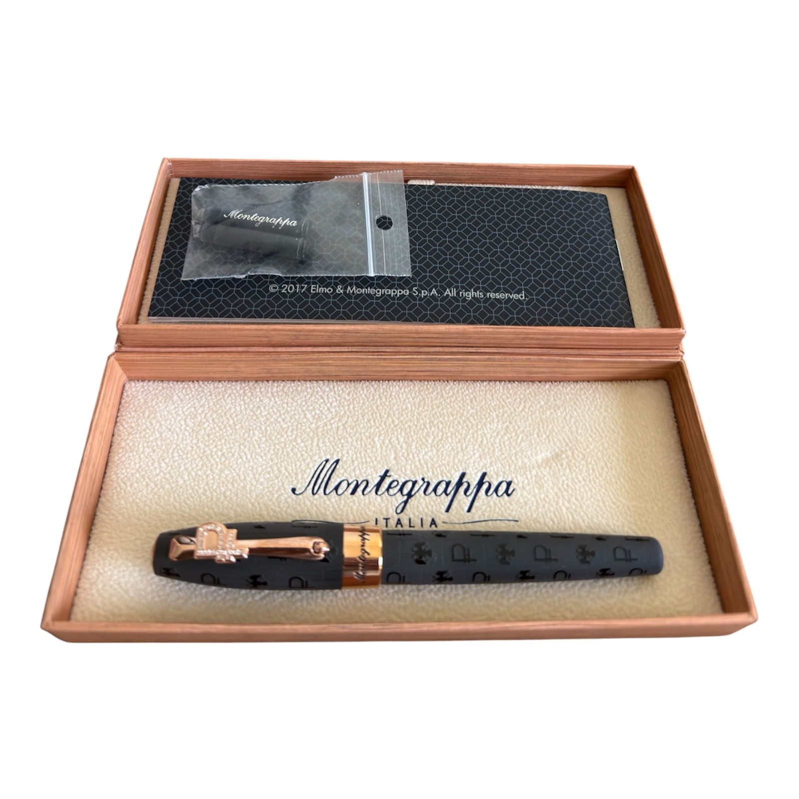 Montegrappa Fortuna Ruble Fountain Pen RGP Medium Nib Boxed Uninked Montegrappa Fortuna Ruble Fountain Pen RGP Medium Nib Boxed Uninked