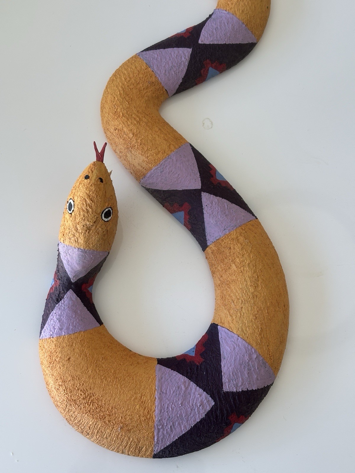 PAUL LUTONSKY, FOLK ART WOODEN SNAKE, Signed 23” Long 1993 Multicolor PAUL LUTONSKY, FOLK ART WOODEN SNAKE, Signed 23” Long 1993 Multicolor
