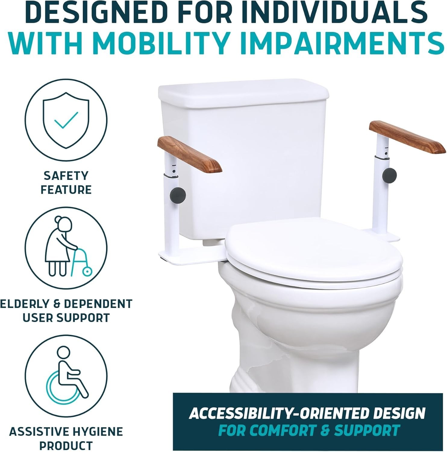 Toilet Safety Rails for Seniors - Easy Installation & Super Sturdy Grab Bars ...