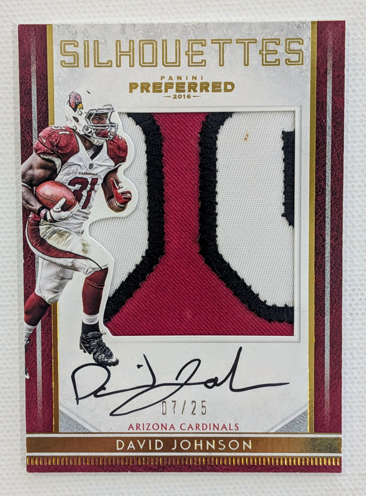 David Johnson 🟡 /25  On card auto game used patch 2016 Panini Preferred