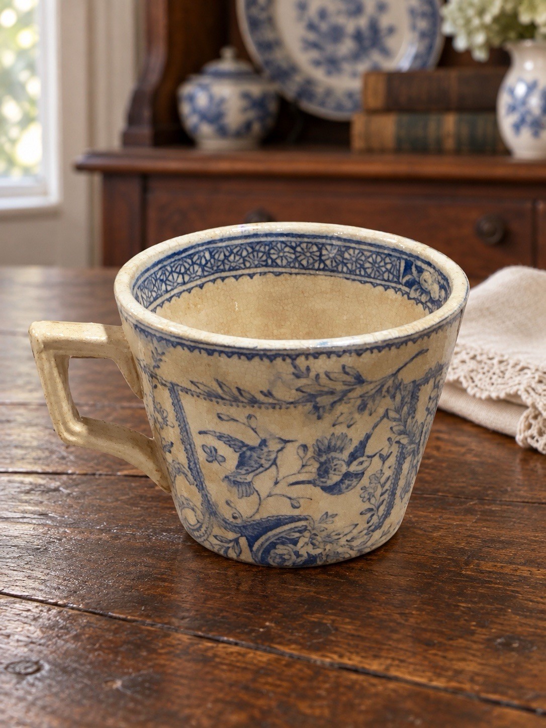 Antique 1870s Charles Allerton No 766 Blue Transferware Child’s Cup