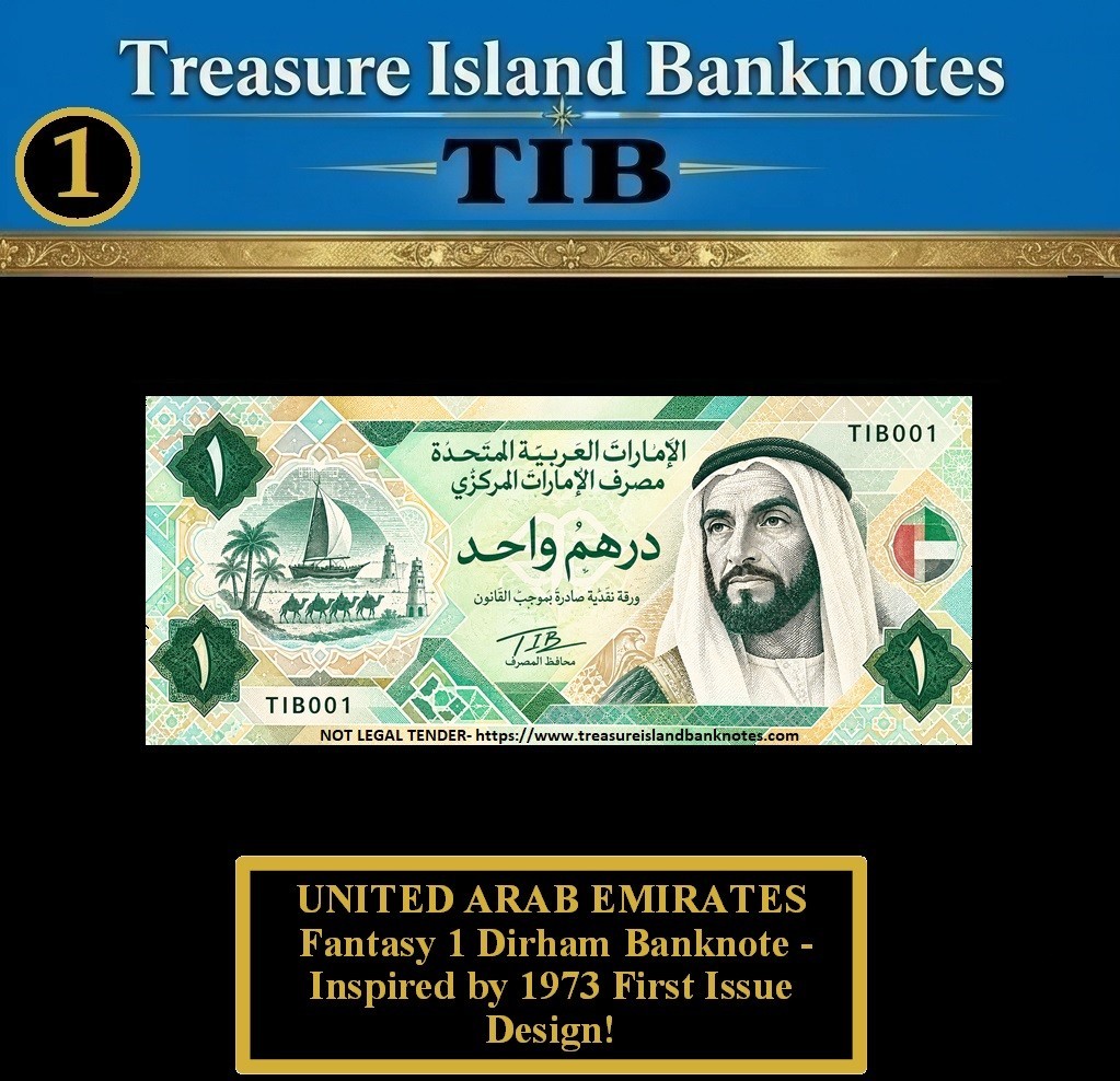 UNITED ARAB EMIRATES Fantasy 1 Dirham Banknote - Inspired by 1973 First Issue