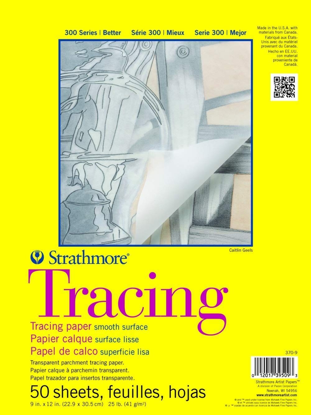 Strathmore 300 Series Tracing Paper Pad, Tape Bound, 9x12 9x12, White. Strathmore 300 Series Tracing Paper Pad, Tape Bound, 9x12 9x12, White.