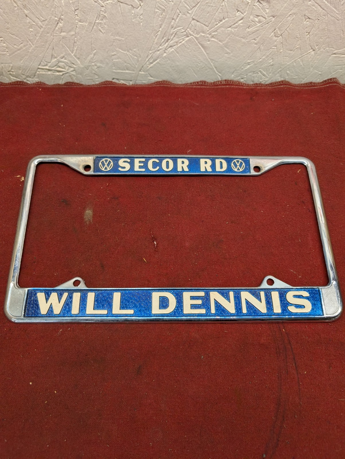 Vintage TOLEDO OHIO VW DEALERSHIP LICENSE PLATE FRAME WILL DENNIS Volkswagen USA