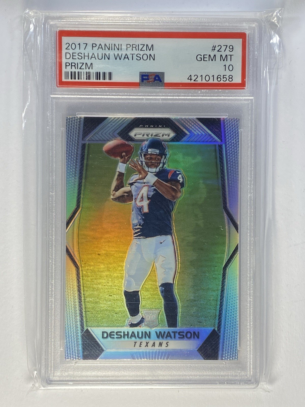 2017 Panini Prizm Deshaun Watson SILVER ROOKIE RC #279 PSA 10 GEM MINT Rookie 2017 Panini Prizm Deshaun Watson SILVER ROOKIE RC #279 PSA 10 GEM MINT Rookie