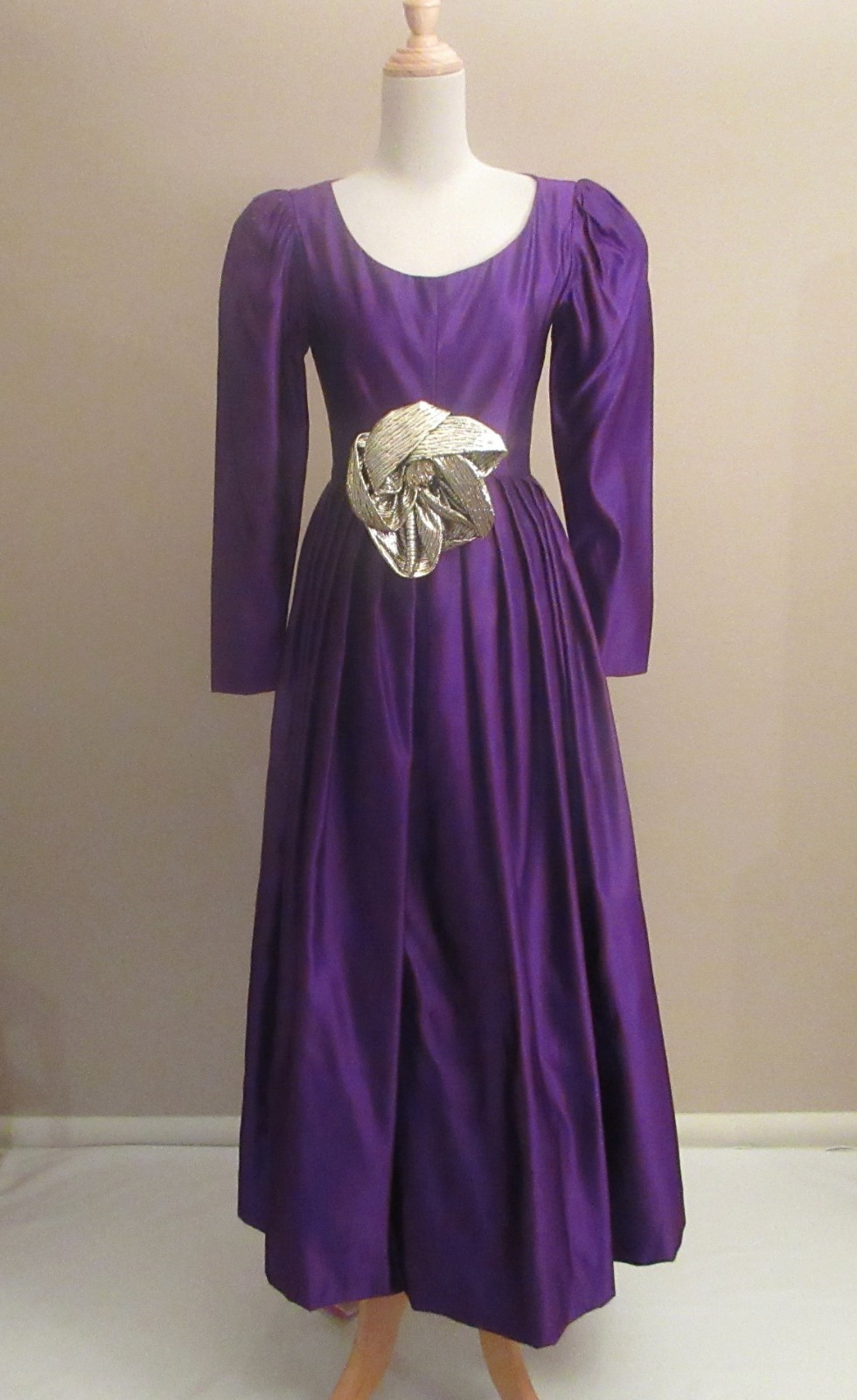 Vintage Adele Simpson New York Purple Satin Gown Dress